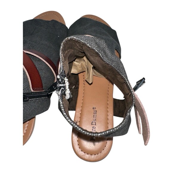 Pierre Dumas Brenna-1 Sandals 8.5 Denim Blue Boho Ankle Strap Open Toe Flats - Picture 5 of 16